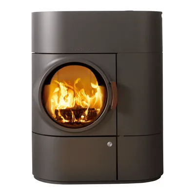 Poêle mixte Austroflamm Clou Duo avec feu de bûches, vue détourée