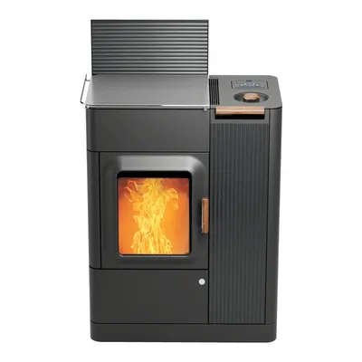 Poêle mixte Austroflamm Mo Duo Cook céramique dark anthracite, vue de face