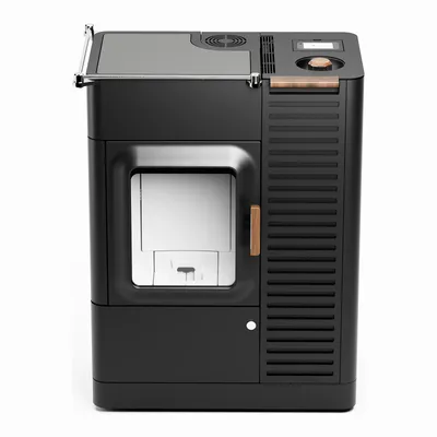 Poêle mixte Austroflamm Mo Duo Cook habillage acier, vue de face