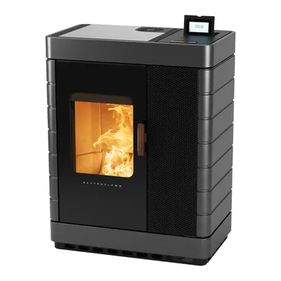 Poêle mixte Austroflamm Scotty Duo céramique dark anthracite, vue détourée