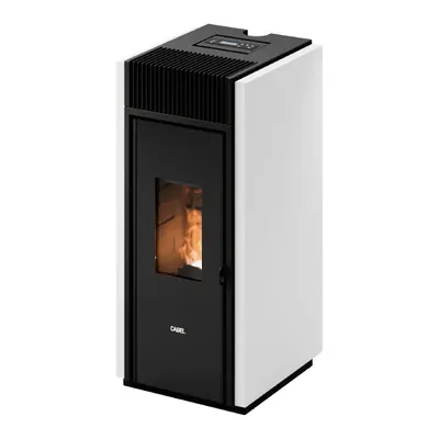 Poêle à granulés Cadel Bold 7 Up-Twin en finition Acier Blanc, vue détourée