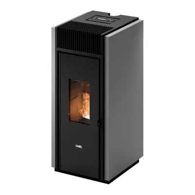 Poêle à granulés Cadel Bold 7 Up-Twin en finition Acier Titanium, vue détourée
