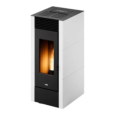 Poêle à granulés Cadel Cristal 11 en finition Acier Blanc, vue détourée