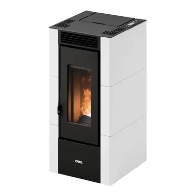 Poêle à granulés Cadel Cristal 6 en finition Acier Blanc, vue détourée