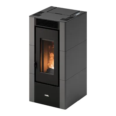 Poêle à granulés Cadel Cristal 6 en finition Acier Anthracite, vue détourée