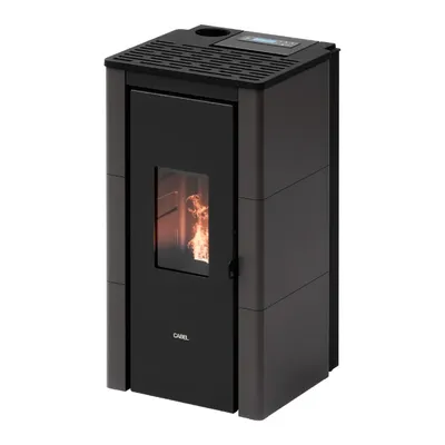Poêle à granulés Cadel Cristal 7 Up en finition Acier Anthracite, vue détourée
