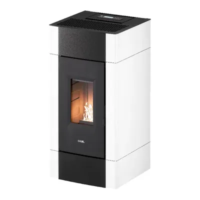 Poêle à granulés Cadel Cristal 8 en finition Acier Blanc, vue détourée