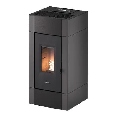 Poêle à granulés Cadel Cristal 8 en finition Acier Anthracite, vue détourée