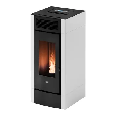 Poêle à granulés Cadel Cristal 9 Autoclean en finition Acier Blanc, vue détourée