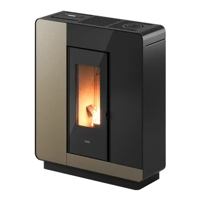Poêle à granulés Cadel Elle Plus 9 en finition Acier Light Bronze, vue détourée