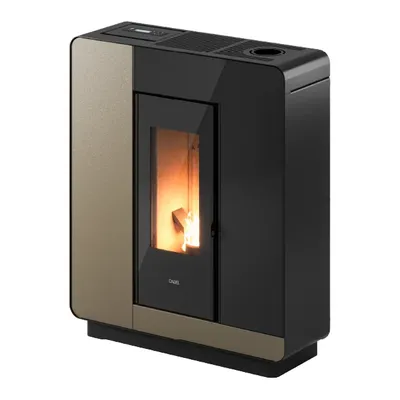 Poêle à granulés Cadel Elle Plus 9 Up-Twin en finition Acier Light Bronze, vue détourée