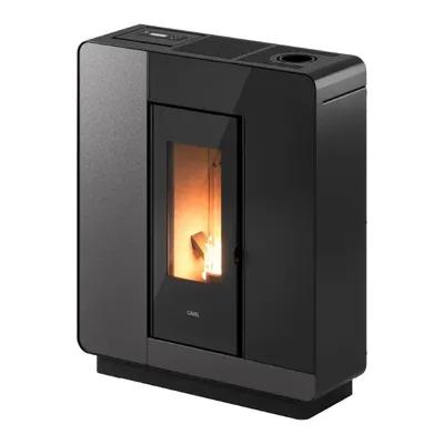 Poêle à granulés Cadel Elle Plus 9 Up-Twin en finition Acier Titanium, vue détourée