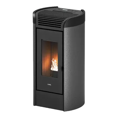Poêle à granulés Cadel Fenice 11 en finition Acier Titanium-anthracite, vue détourée