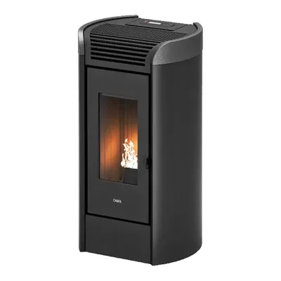 Poêle à granulés Cadel Fenice 11 en finition Acier Anthracite-titanium, vue détourée
