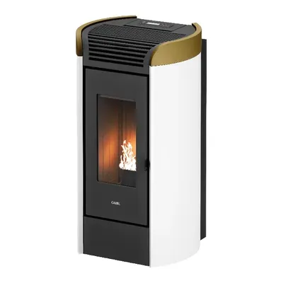 Poêle à granulés Cadel Fenice Plus 11 en finition Acier Blanc - gold, vue détourée