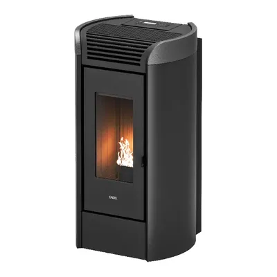 Poêle à granulés Cadel Fenice Plus 11 en finition Acier Anthracite-titanium, vue détourée