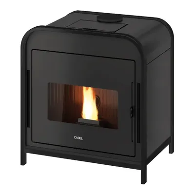 Poêle à granulés Cadel Frame 9 Up-Twin en finition Acier Noir, vue détourée