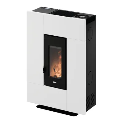 Poêle à granulés Cadel Grace 7 Up-Twin en finition Acier Blanc, vue détourée
