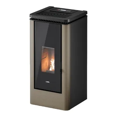 Poêle à granulés Cadel Icon Plus 9 en finition Acier Light Bronze, vue détourée