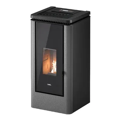 Poêle à granulés Cadel Icon Plus 9 en finition Acier Titanium, vue détourée