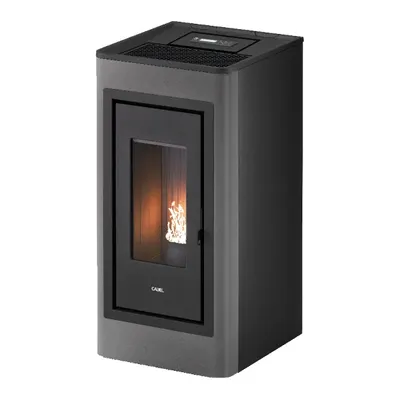 Poêle à granulés Cadel Kobe Plus 11 en finition Acier Titanium, vue détourée