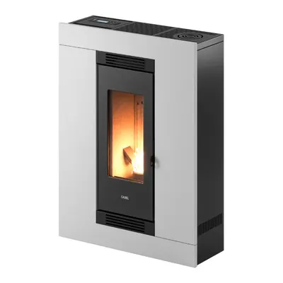 Poêle à granulés Cadel Luce Plus 9 en finition Acier Blanc, vue détourée