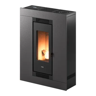 Poêle à granulés Cadel Luce Plus 9 en finition Acier Titanium, vue détourée