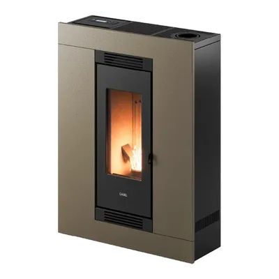 Poêle à granulés Cadel Luce Plus 9 Up-Twin en finition Acier Light Bronze, vue détourée