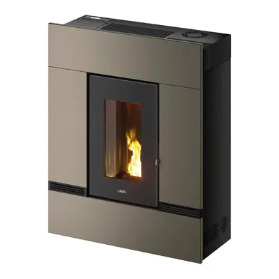 Poêle à granulés Cadel Mithos Plus 12 Ps en finition Acier Light Bronze, vue détourée