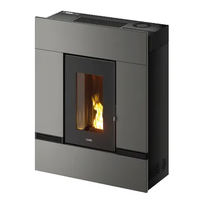Poêle à granulés Cadel Mithos Plus 12 Ps en finition Acier Titanium, vue détourée