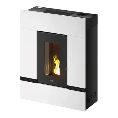 Poêle à granulés Cadel Mithos Plus 12 Up-Twin en finition Acier Blanc, vue détourée