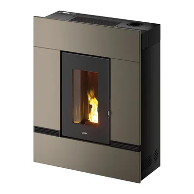 Poêle à granulés Cadel Mithos Plus 12 Up-Twin en finition Acier Light Bronze, vue détourée