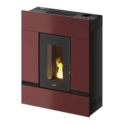 Poêle à granulés Cadel Mithos Plus 12 Up-Twin en finition Acier Rouge Bordeaux, vue détourée
