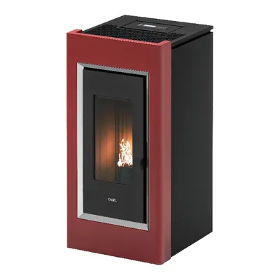 Poêle à granulés Cadel Prince 11 Autoclean en finition Acier Rouge Bordeaux, vue détourée