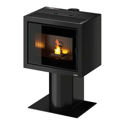 Poêle à granulés Cadel Quasimodo 9 Up-Twin en finition Acier Noir, vue détourée