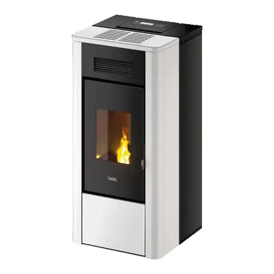 Thermopoêle à granulés Cadel River Idro 18 Autoclean en finition Acier Blanc, vue détourée