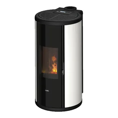 Poêle à granulés Cadel Sound 5 Up-Twin en finition Acier Blanc, vue détourée