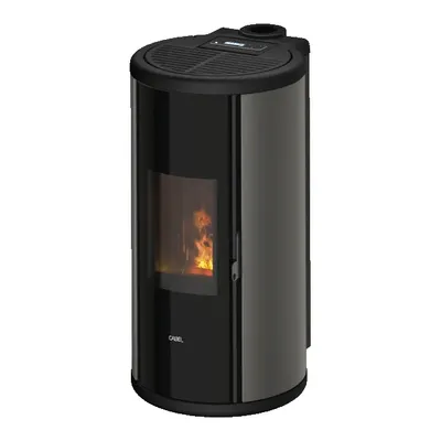 Poêle à granulés Cadel Sound 5 Up-Twin en finition Acier Titanium, vue détourée