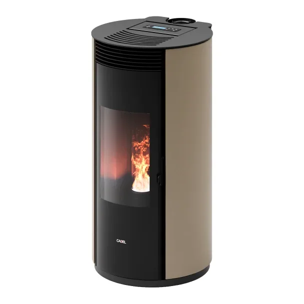 Poêle à granulés Cadel Spin Plus 9 Up-Twin Autoclean en finition Acier Light Bronze, vue détourée