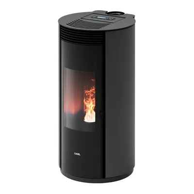 Poêle à granulés Cadel Spin Plus 9 Up-Twin Autoclean en finition Acier Titanium, vue détourée