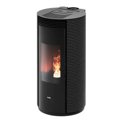 Poêle à granulés Cadel Spin Plus 9 Up-Twin Autoclean en finition Fonte Noir, vue détourée