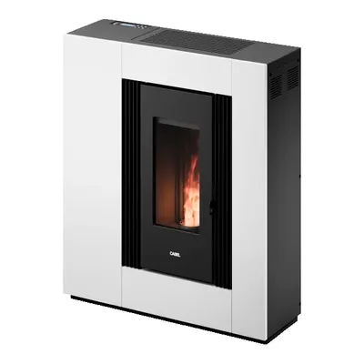 Poêle à granulés Cadel Vesta Plus 11 Autoclean en finition Acier Blanc, vue détourée