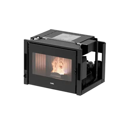 Insert à granulés Cadel Zefiro 9 en finition Verre Noir, vue détourée