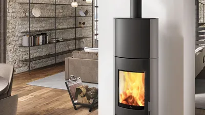 Poêle à bois Edilkamin Krio S, acier gris, détail